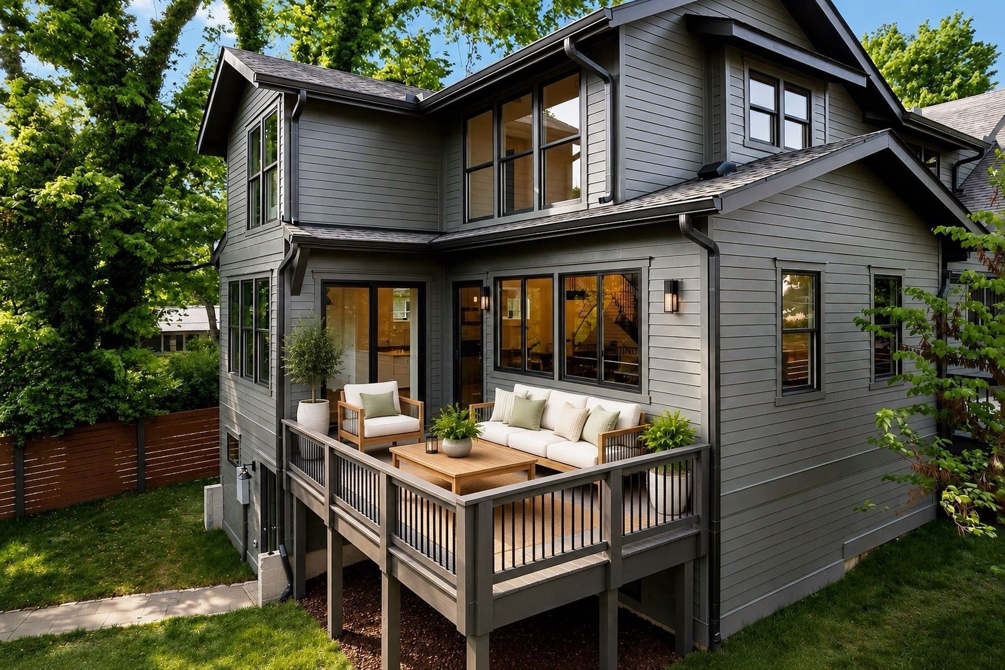Rear deck with outdoor seating at 1101 Paris Avenue near Sevier Park in 12 South Nashville