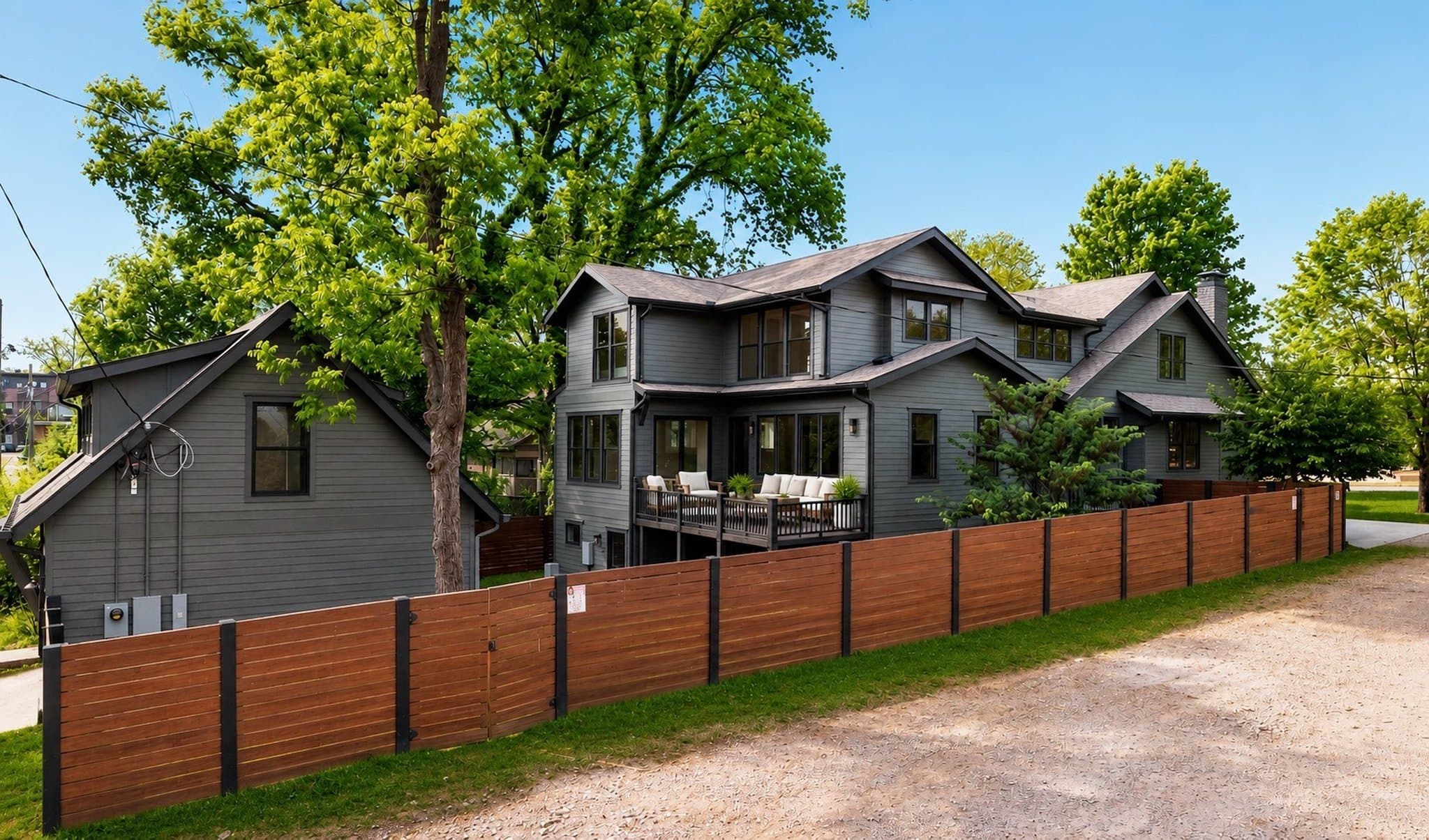 Fenced backyard and detached studio garage at 1101 Paris Avenue in 12 South Nashville