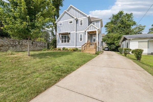 Street view of the detached home and driveway along 11th Avenue South at 2229A 11th Avenue South, 12 South Nashville