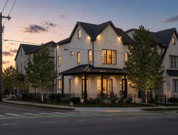 Second front exterior view at dusk along 12th Avenue South at 2080 12th Avenue South, 12 South Nashville
