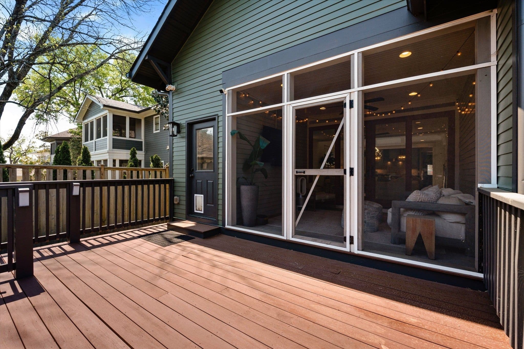Rear deck and screened porch at 2510 Belmont Boulevard in 12 South Nashville