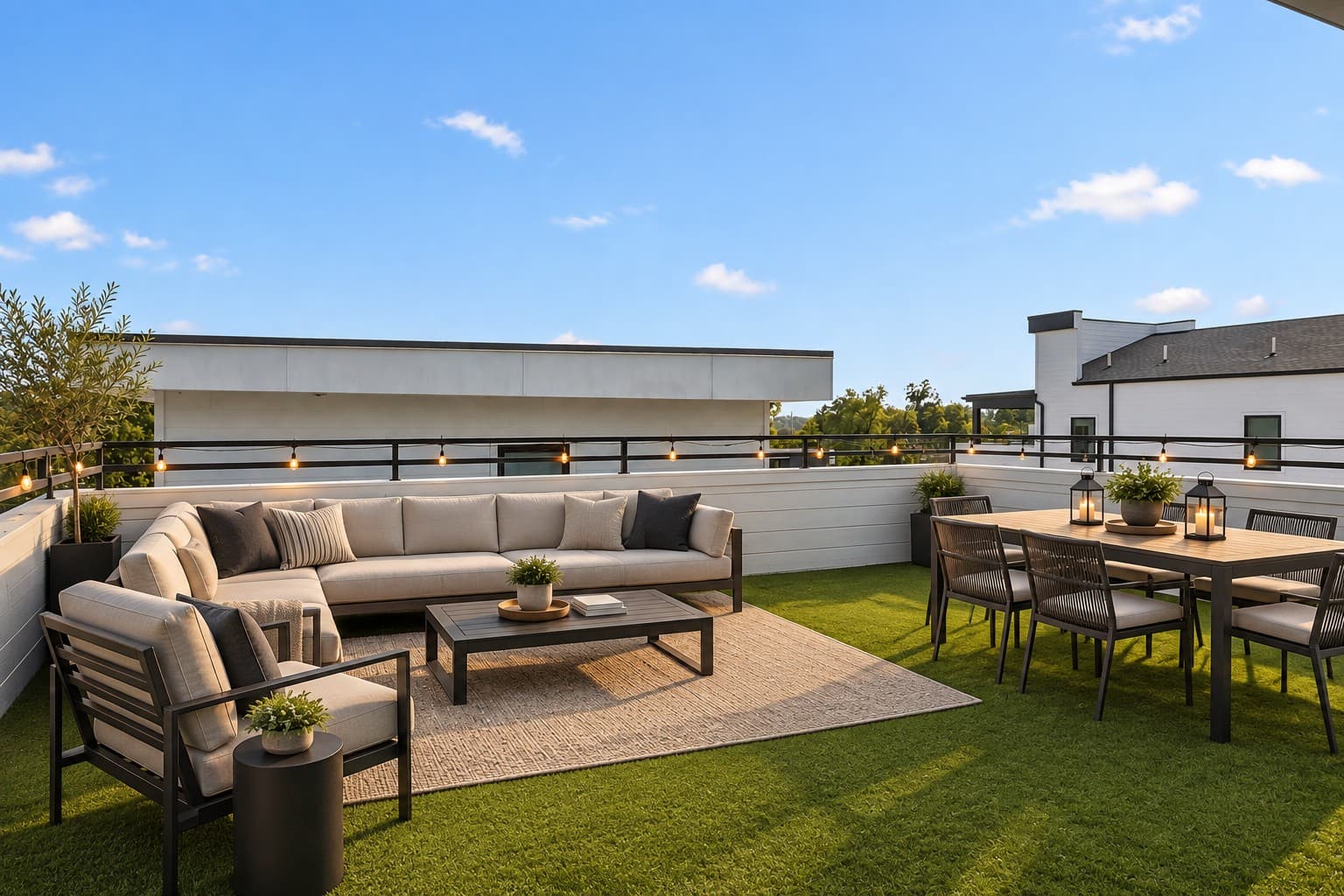 Rooftop patio with seating at 2807B W Kirkwood Avenue near 12 South Nashville