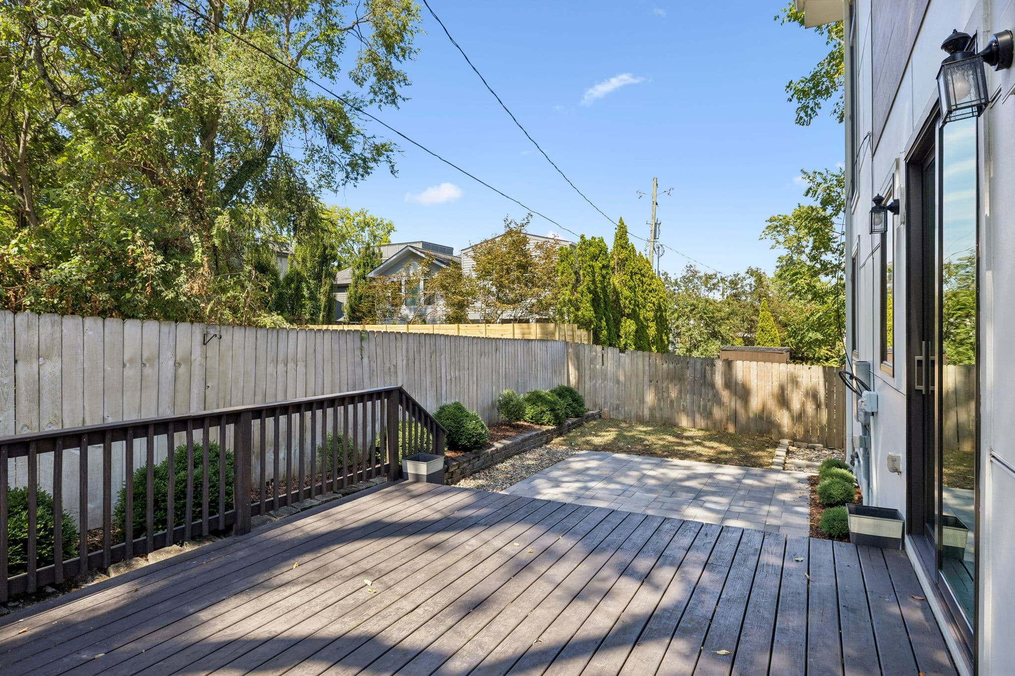Back deck and outdoor green space at 2807B W Kirkwood Avenue in 12 South Nashville