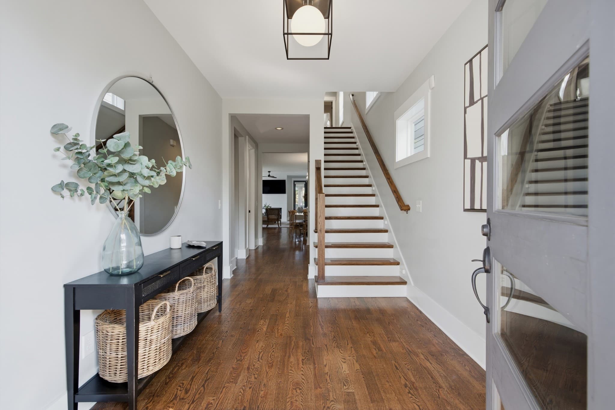 Entry hall with hardwood floors and staircase at 847B Dewees Avenue in 12 South Nashville