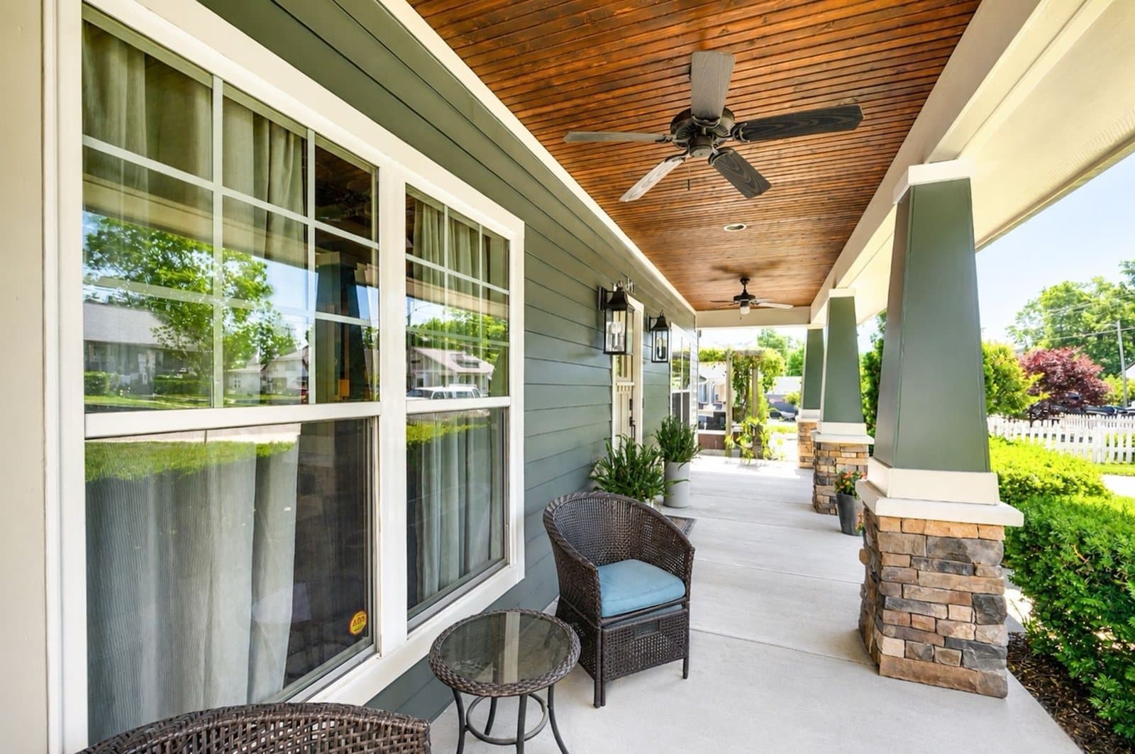 Covered front porch on Acklen Avenue in 12 South, Nashville