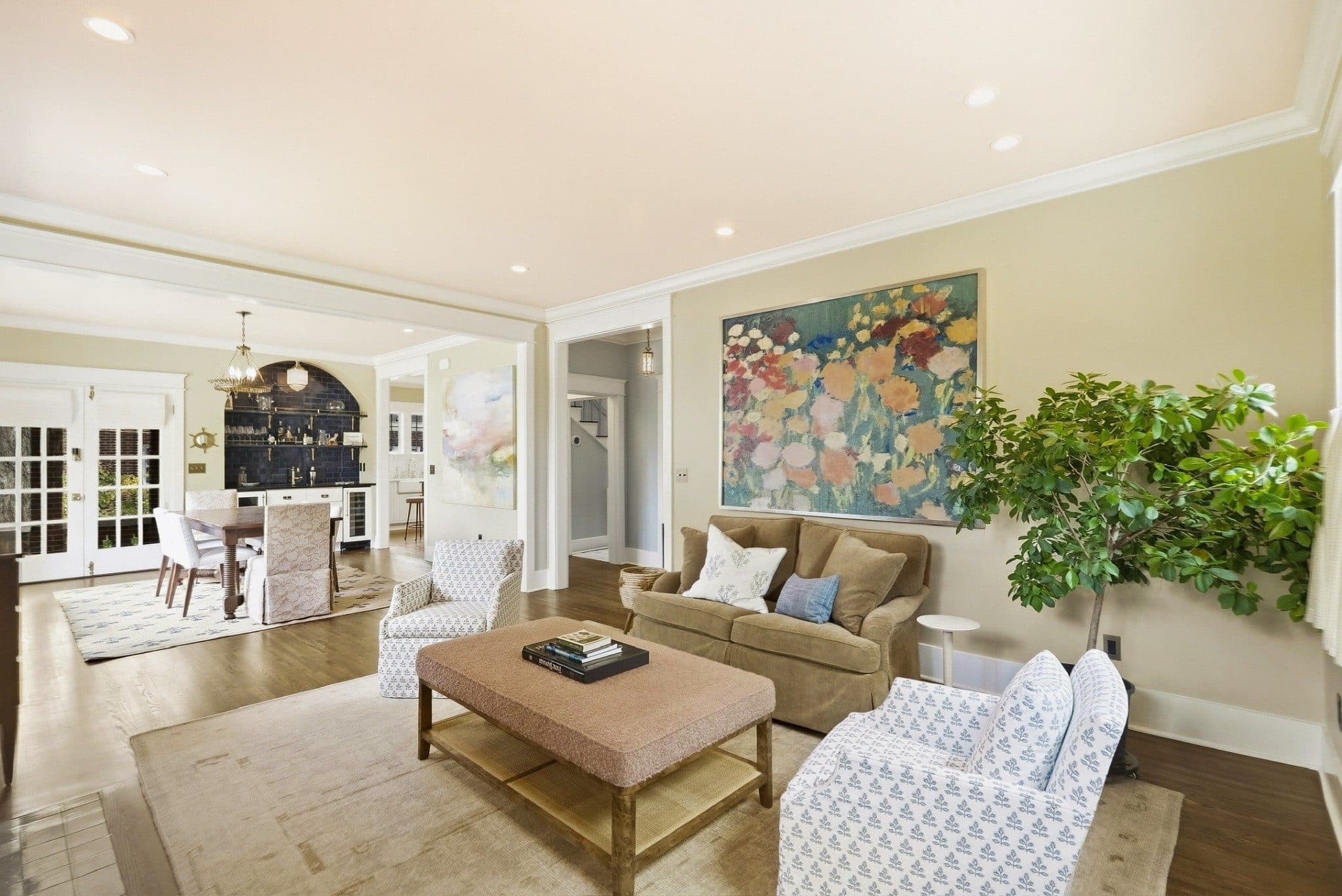 Living room with crown molding and hardwood floors at 1405 Clayton Avenue, 12 South Nashville