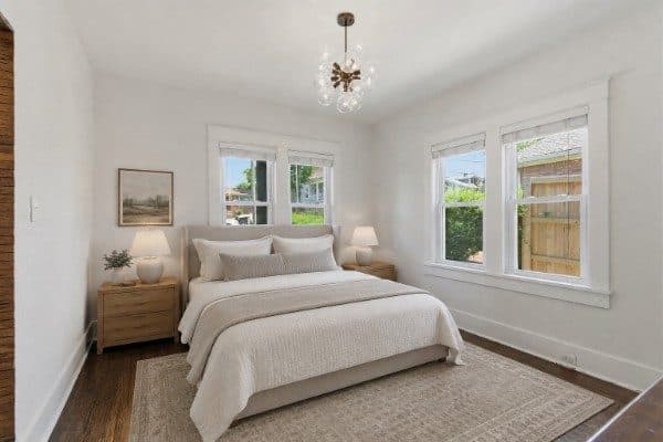 Bedroom with two windows and hardwood floors at 929 Lawrence Avenue, 12 South Nashville