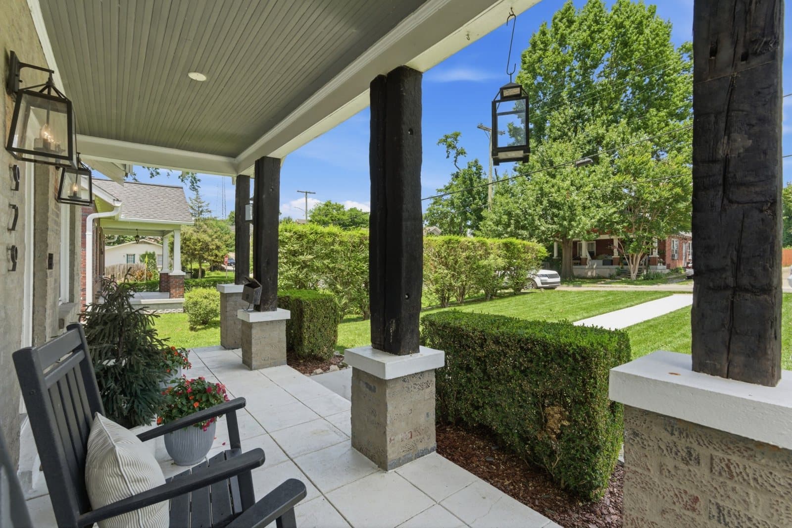 Covered front porch at 929 Lawrence Avenue in 12 South, Nashville