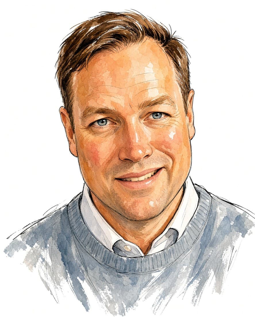Watercolor portrait of Jason Gruner